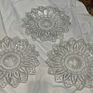 Federal Glass set of 3 Elegant Crystal Glass Plates Clear 11 inches